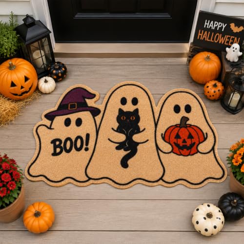 Halloween Ghost Welcome Doormat - Ghost Boo Variation Outdoor Door Mat