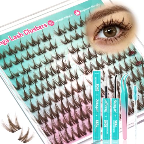BambiBrown Lash Clusters Kit - Spiky Manga Eyelash Extensions for Natural, Dramatic Looks