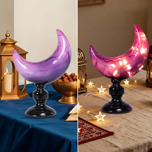 Purple Moon Light Crystal Figurine - Halloween Crescent Lamp Decor