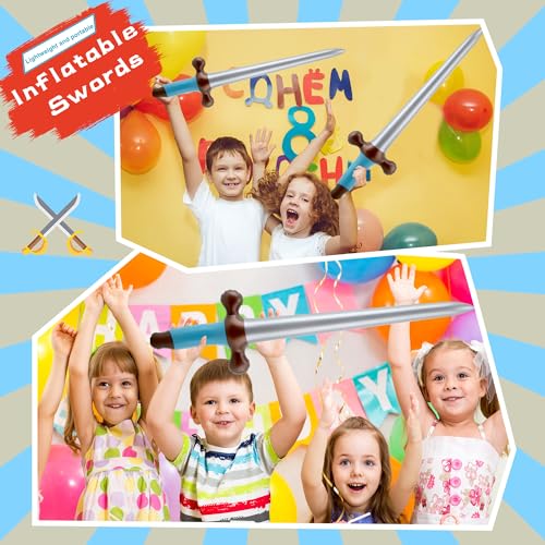 Inflatable Pirate Sword Set - 20 Pack 24 Inch Blow Up Toy Weapons for Pirate Theme Parties Halloween