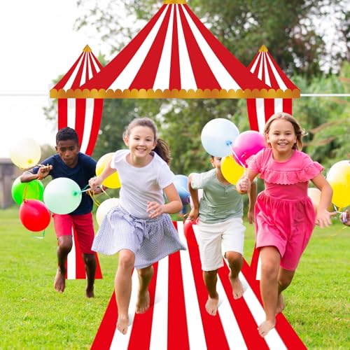 Fanfanwin 4-Piece Striped Circus Tent Decorations Carnival Party Set