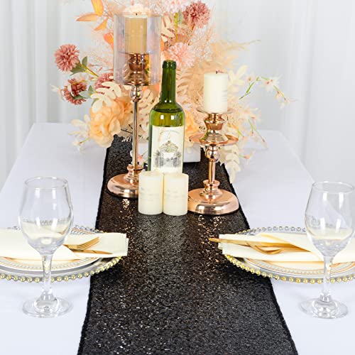 Black Sequin Table Runner 12x108 Inch Glitter Event Decor - Variation of THIS listing