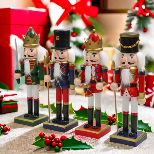 15 Inch Nutcracker Christmas Decorations Set - Hand-Painted Wooden Holiday Figures - Variation: 15in-A4
