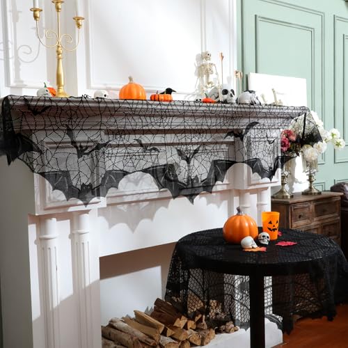 Halloween Lace Tablecloth Set with Spider Web Design - 19.7 x 78.7 Inch