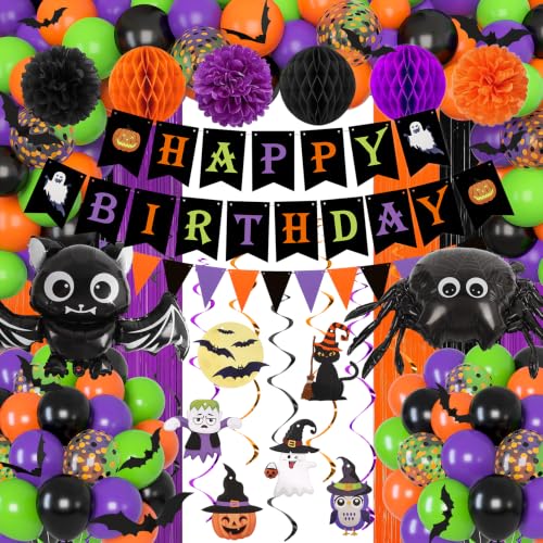 Halloween Birthday Party Decorations Set with Banner, Balloons & More