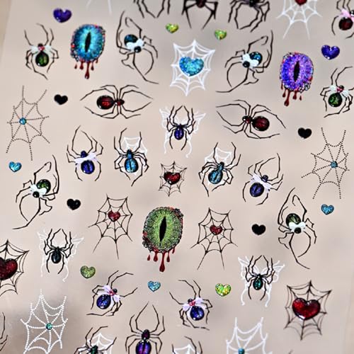 Halloween Spider Nail Stickers - 5D Embossed Spider Web Decals for Nails - Variation Spider-14