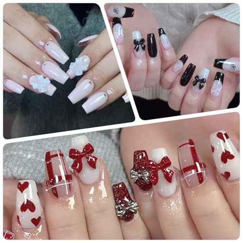 Set 1 800Pcs 3D Resin Bow Nail Charms - 4 Styles, 24 Colors, Flat Back