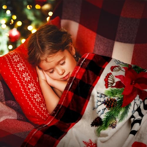 Christmas Movie Watching Blanket - Buffalo Holiday Design, 50 x 60 Inches - Festive Throw for Cozy Season