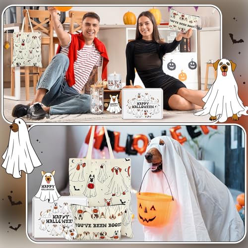 Halloween Ghost Dog Glass Cup Set with Straw - Spooky Pet Themed Gift for Women & Teens - Dog Variation