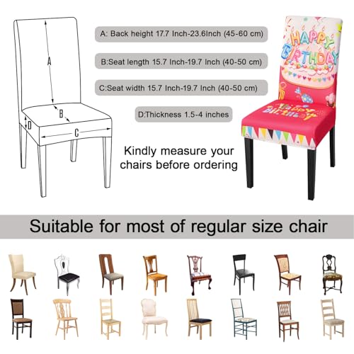 Birthday Chair Covers Set of 4 - Stretch Removable Dining Chair Slipcovers for Parties