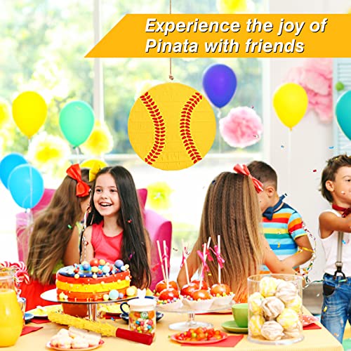 Softball Piñata Set with Blindfold and Stick - Sports Party Decor, 3 Pieces - Variation: Softball