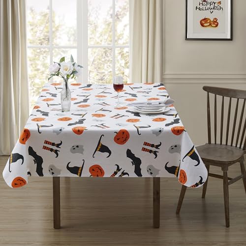 Halloween Vinyl Flannel Backed Tablecloth - Witch Design 52x70 Inches