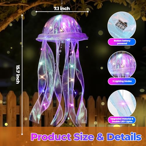 10 Pcs Hanging Jellyfish Lanterns for Undersea Party Decorations - LED Mermaid Theme