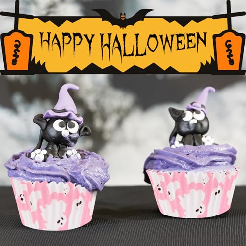 Pink Ghost Halloween Cupcake Liners - 600 Standard Muffin Baking Cups with Ghost Design