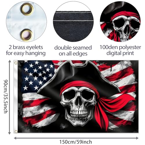 Pirate Banner 5ft x 3ft Skeleton Party Decorations Pirate Backdrop Halloween Birthday