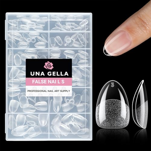 Extra Short Almond Gel Nail Tips 216Pcs - Soft Clear Press-On Nails, B-Variation