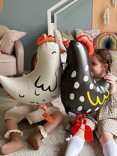 6 Pack Walking Pet Chicken Foil Balloons Animal Theme Party Decorations