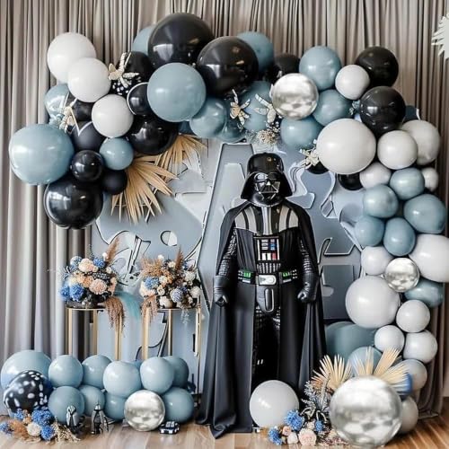 Blue Black Silver Balloon Garland Kit - Double Stuffed Latex Balloons for Birthday Wedding Graduation Baby Shower Party Decorations - Variation: Blue Black Silver