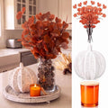 Fall Table Centerpiece Set with Pumpkin Scented Candle & Decorative Wicker Pumpkin