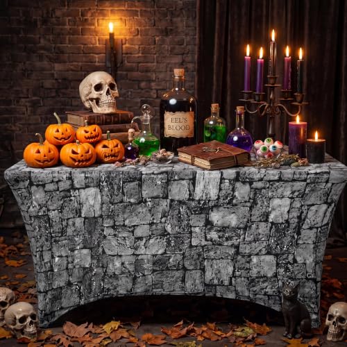 6ft Halloween Spandex Tablecloth with Brick Wall Pattern - Party Decor - Variation of THIS listing: 9.5" x 9.5" Rectangle