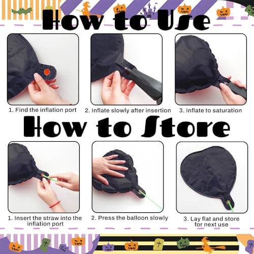 Halloween Balloons Set with Giant Spider and Bat – Black Variation