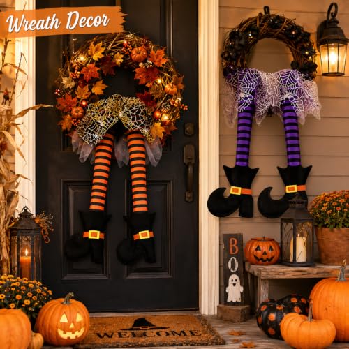Halloween Witch Legs Decor - Plush Witch Legs with Shoes for Wreaths & Car Trunk Decorations
