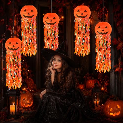 Halloween Pumpkin Paper Lanterns Set of 6 Indoor Outdoor Party Decorations