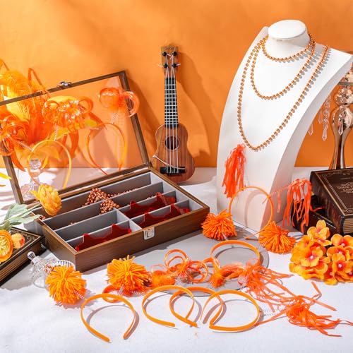 Orange Party Favor Set with Pom Poms Star Glasses Necklaces - Classic Variation