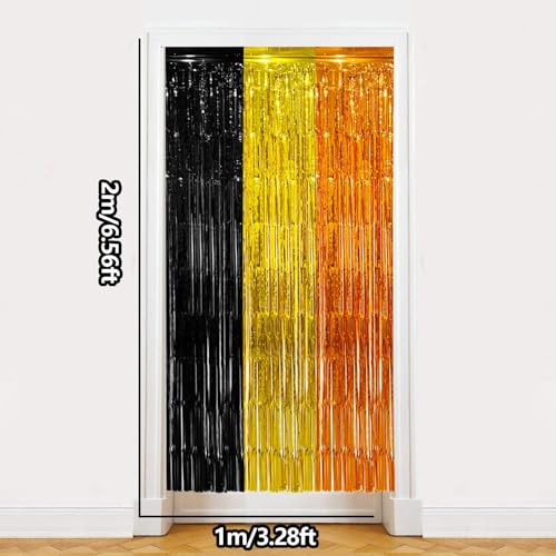 Construction Foil Fringe Curtain Party Decorations, 6 PCS - Birthday & Event Backdrop