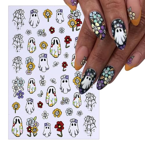 Halloween Nail Art Stickers - Ghost Pumpkin Spider Blood Drop - Mushroom Variation