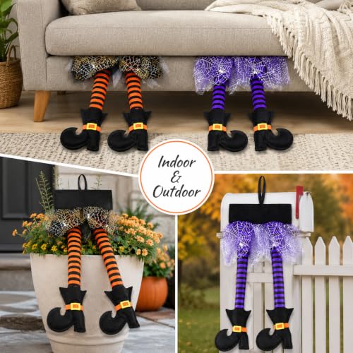 Halloween Witch Legs Decor - Plush Witch Legs with Shoes for Wreaths & Car Trunk Decorations