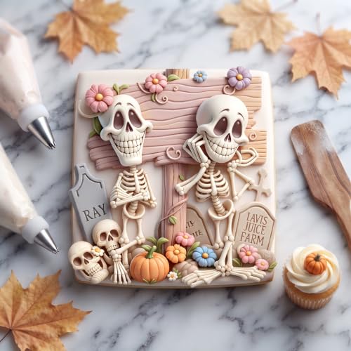 Halloween Skeleton Tombstone Fondant Mold - Skeleton Style T Silicone Cake Decor