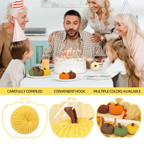 Mini Crochet Pumpkins Artificial 6 Pack Fall Decor Knit Pumpkins for Thanksgiving Halloween Autumn Home