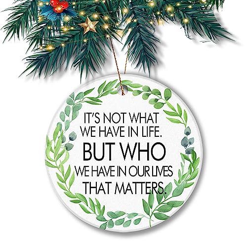 Christmas Ornament 2024 - Round Ceramic Keepsake for Tree Decoration - Gratitude Theme