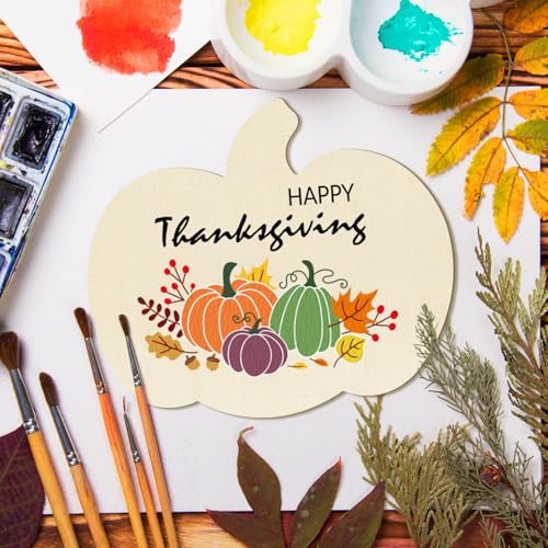 Wooden Pumpkin Ornaments to Paint - 3 Sizes Halloween Thanksgiving DIY Decor - 6 Pack