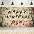 Brown Happy Birthday Backdrop - Spooky Forest Theme for Halloween Party