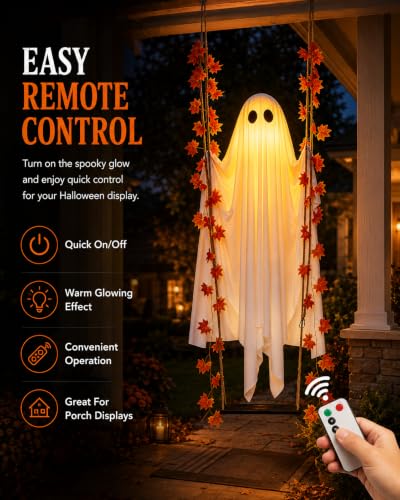 Swinging Ghost Halloween Decor for Outdoor Tree and Yard Display
