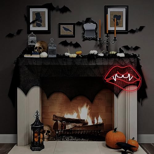 Vampire Fangs Lip Neon Sign - Red Halloween Wall Decor, Man Cave, Party, Birthday Gift