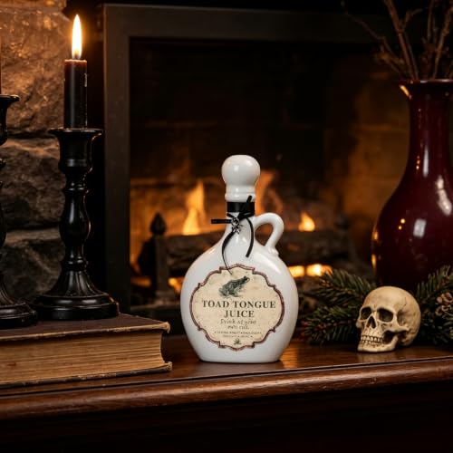 Ceramic Halloween Potion Bottle - White Toad Variation for Gothic Decor