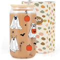 Halloween Dog Ghost Cup - Cute Pumpkin Iced Coffee Tumbler 16oz