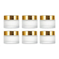 6Packs Round Frosted Glass Jars 30ml/1 OZ Comestic Sample Containers Empty Airtight Glass Jars with Inner Lids & Golden Caps For Storing Lotions Cream Body Butters Powders