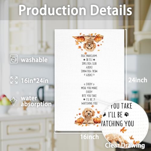 Cockapoo Fall Dog Kitchen Towel - Halloween, Autumn Pumpkin Decor, 16x24 Inches