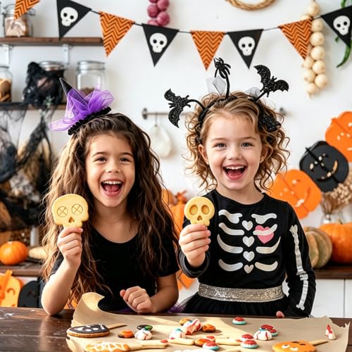 Halloween Skull Cookie Cutters Set - 10Pcs Mini Pumpkin & Skull Stamps - Variation: Halloween Skull
