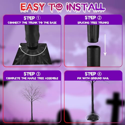 Halloween Black Tree with 200 LED Orange and Purple Lights - 5FT, 2 Pack Variation