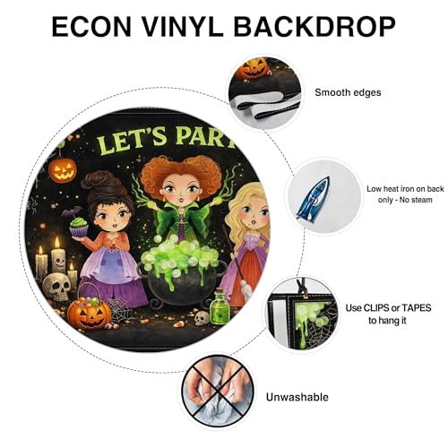 Halloween Witch Party Decorations Set with Backdrop, Masks, Headbands, Cupcake Toppers & Photo Booth Props