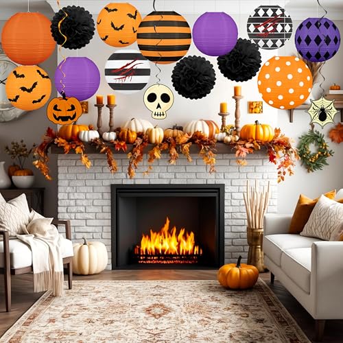 Halloween Paper Lanterns Set for Party Decorations - Spooky Festive Decor