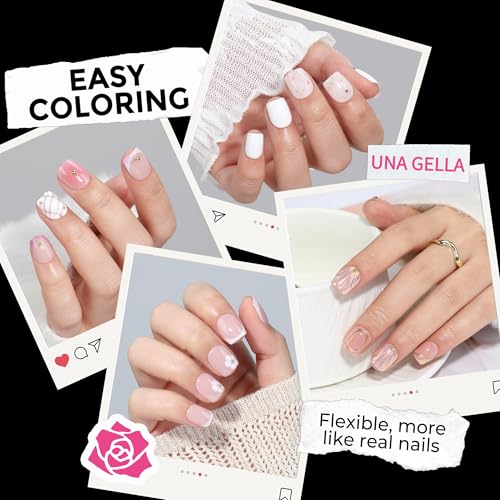 Extra Short Squoval Gel Nail Tips - 216pcs Pre-Shaped Half Matte, DIY Nails