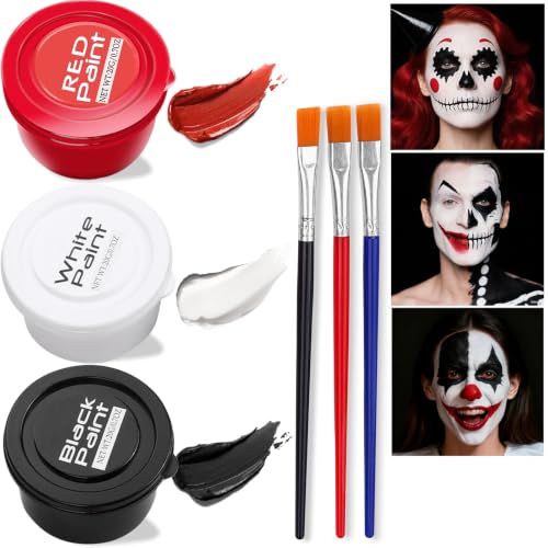 White, Black & Red Face & Body Paint Kit for Halloween & Special Effects