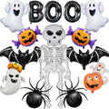 Halloween Foil Balloon Set - Ghost Skeleton Pumpkin Bat Spider BOO Party Decorations