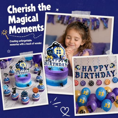 Halloween Birthday Party Decorations Set with Banner Balloons Cake Toppers Spooky Theme